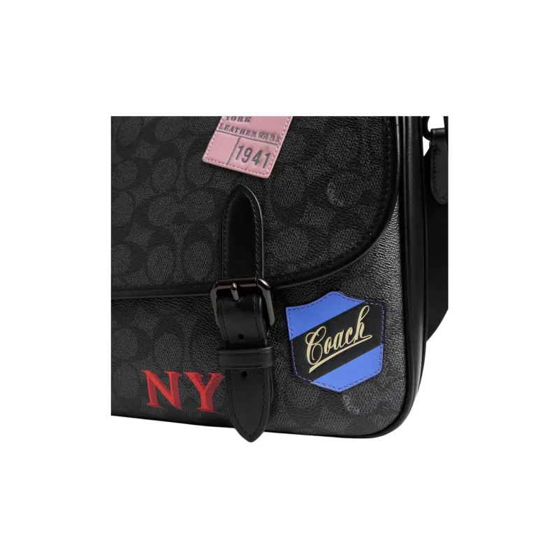 COACH HitchSignature Leather Messenger Bag Crossbody Bag Tubas Men's Carbon Gray-4