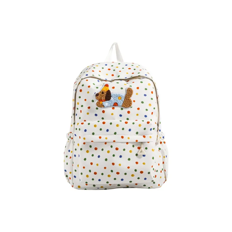 Parker Bear Nylon Fabric Backpack Regular Unisex White/Black-0