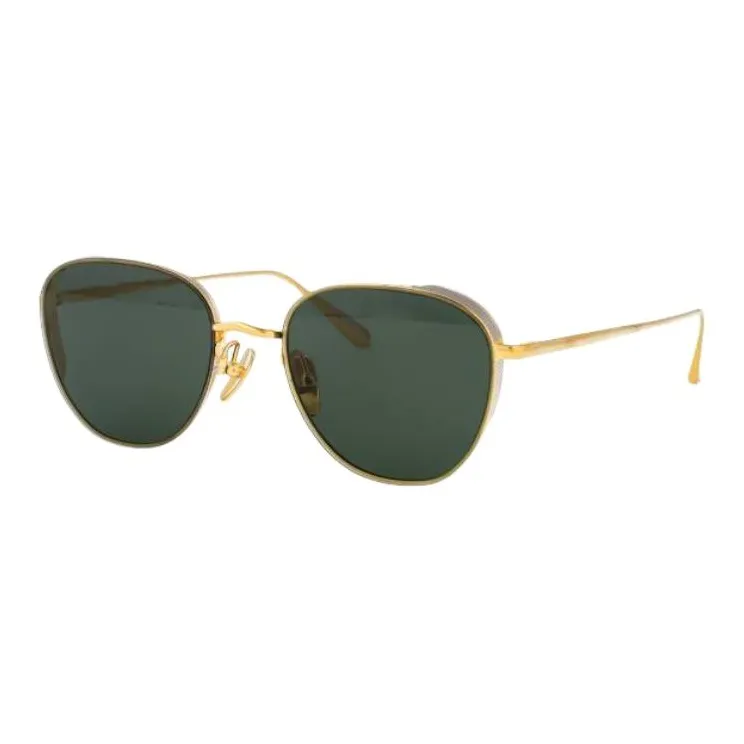 Linda Farrow Titanium Oval Sunglasses Women's Gold-0