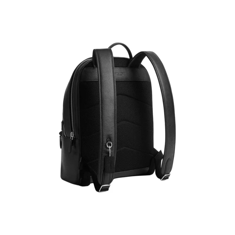 COACH Charter Polished Pebble Grain Leather Backpack Tubas Unisex Black & Green-1