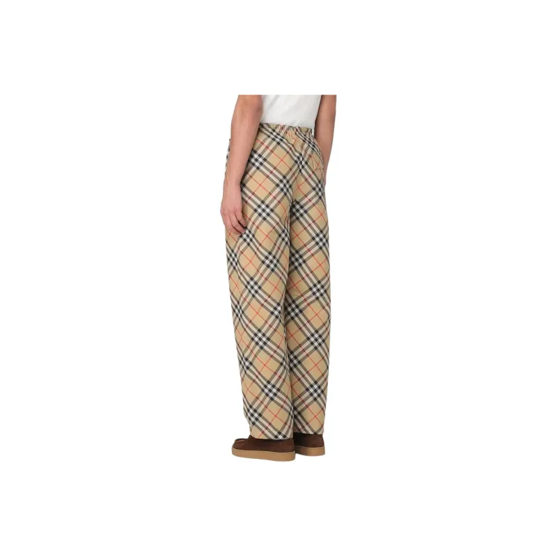 Burberry Checked Ekd Motif Straight Leg Trousers-4
