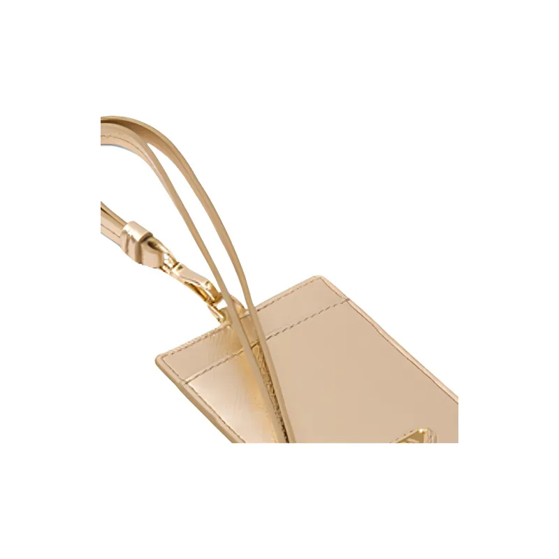 PRADA Leather Card Holder Women's Gold-3
