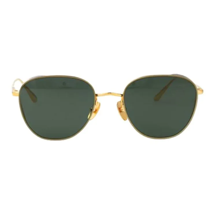 Linda Farrow Titanium Oval Sunglasses Women's Gold-3