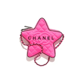 CHANEL Silk Satin One Shoulder Crossbody Clutch Women's Peach Pink