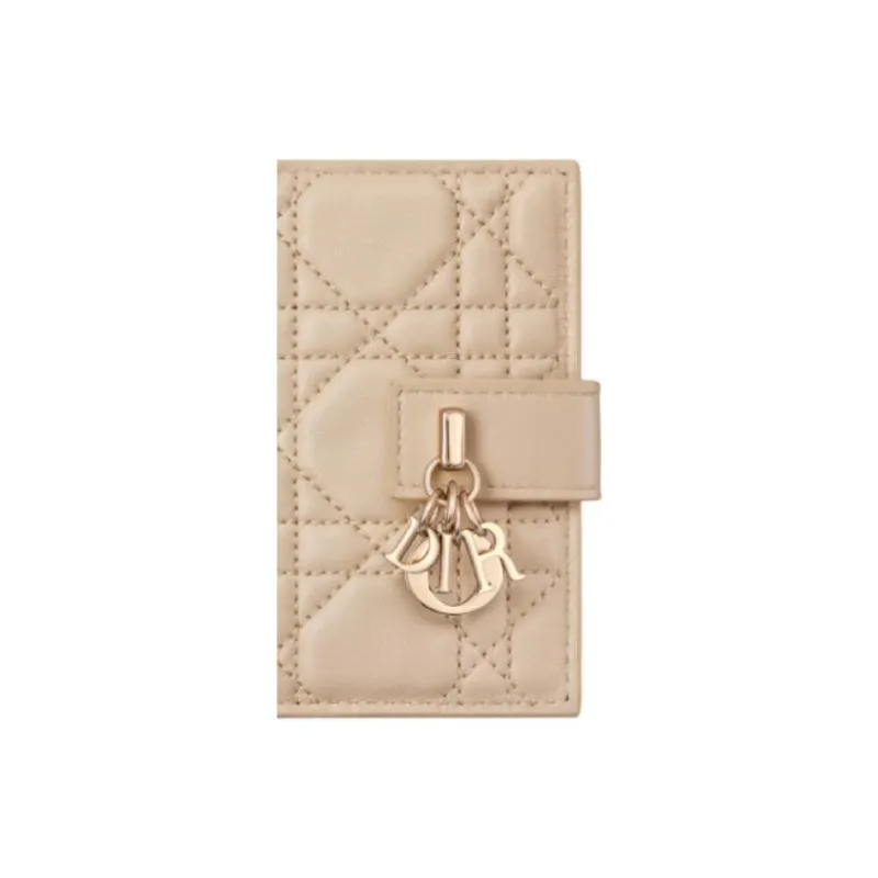 DIOR My Dior Sheepskin Card Holder Women's Pink Beige-4