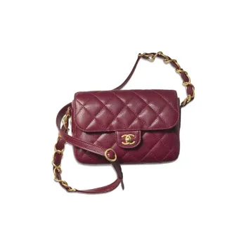 CHANEL Grain Embossed Calfskin With Gold Metal Flap Bag, Crossbody Bag, Shoulder Bag Women's Burgundy