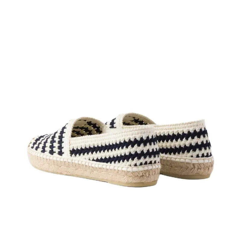 PRADA Crochet Espadrilles Women's Marine Blue-3
