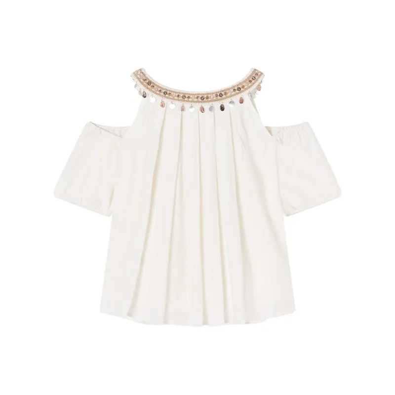 XIANGYING Shirts Women's Heron White-1