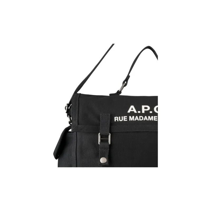 A.P.C Original Cotton Canvas Bag, Shoulder Bag, Crossbody Bag, Handbag Men's Black-4