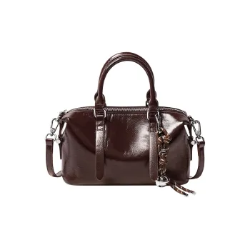 Narandu Top Grain Cow Leather Pillow Bag Handbag Shoulder Bag Crossbody Bag Small Size Women's Coffee/Midnight Black