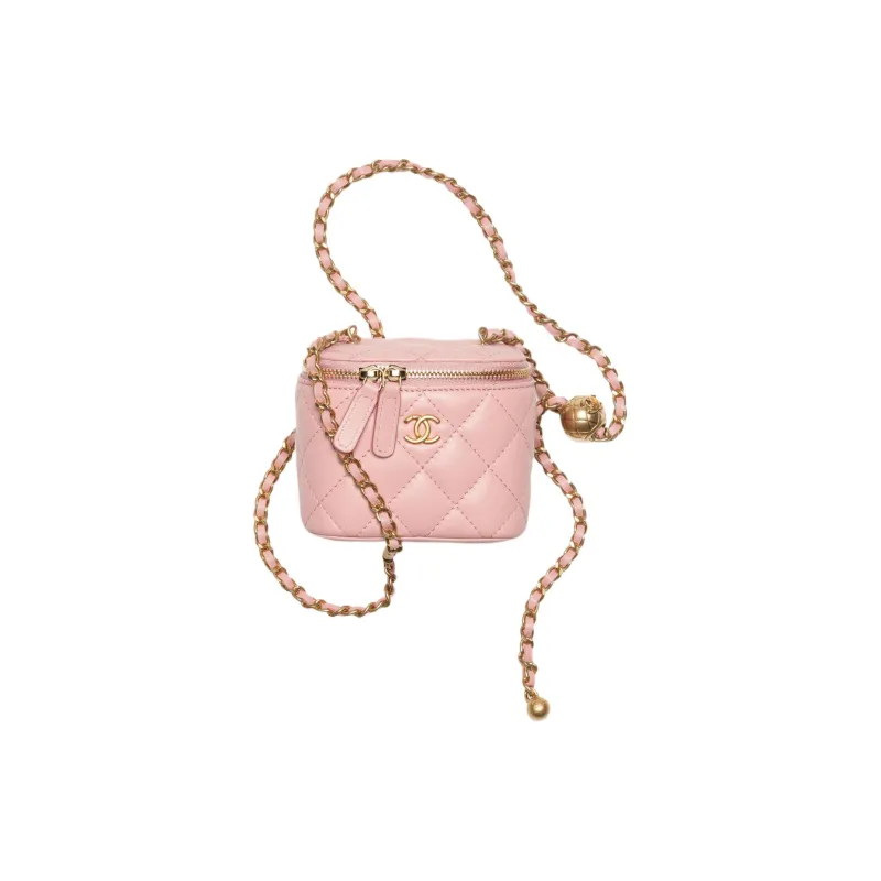 CHANEL Sheepskin Shoulder Bag, Crossbody Bag Women's Pink-0