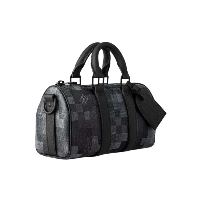 LOUIS VUITTON KeepallBandoulière Damoflage Black Coated Canvas Shoulder Bag, Crossbody Bag, Handbag Men's Black-1