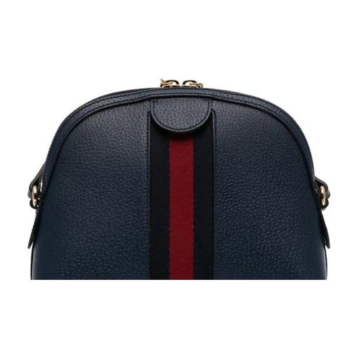 GUCCI Ophidia Leather Dome Bag, Shoulder Bag, Crossbody Bag Trumpets Women's Dark Blue-2