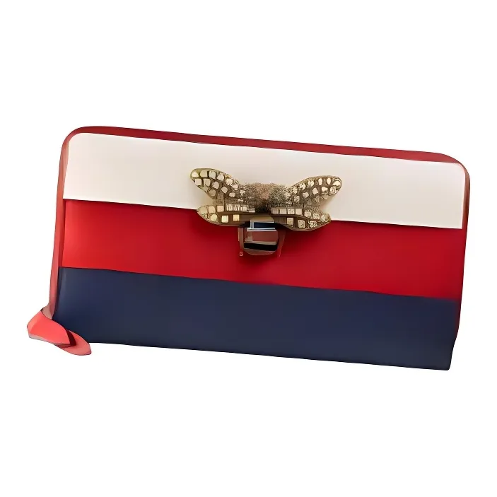 GUCCI Queen Margaret Leather Wallet Women's Red White Blue Multicolor-1