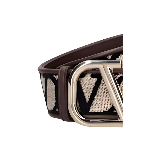 Valentino Viscose, Cotton, Polyester, Metal Belt Unisex Brown 4CM-2