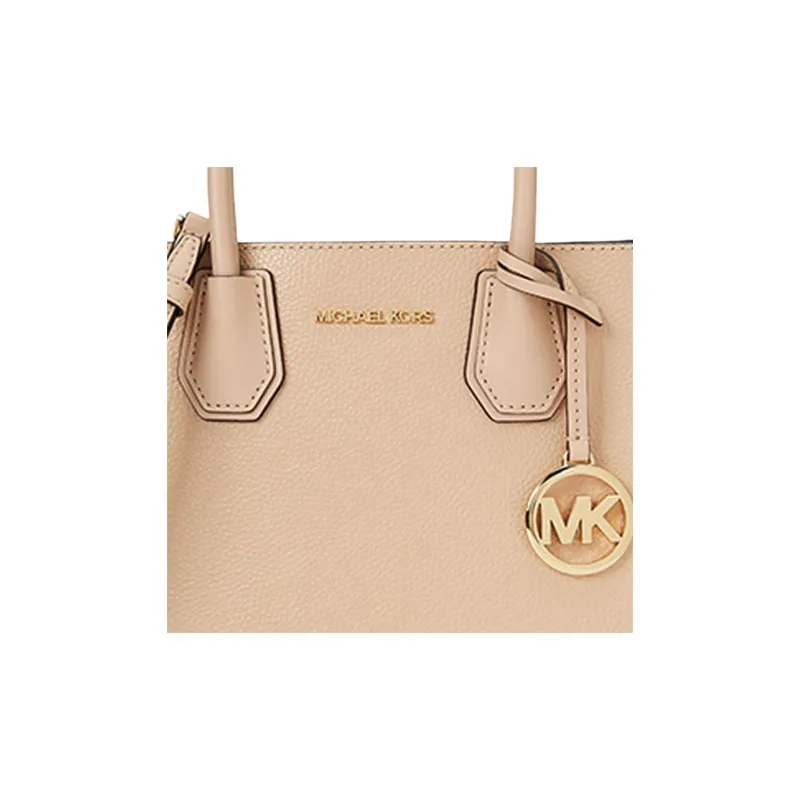 MICHAEL KORS Mercer Leather Trunk Bag, Handbag, Shoulder Bag, Crossbody Bag Women's Beige-3