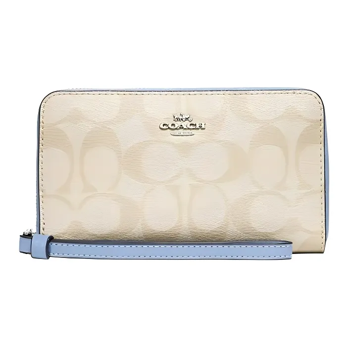 COACH Coated Canvas Wallet Trumpets Women's Light Khaki/Sink/Silver-0