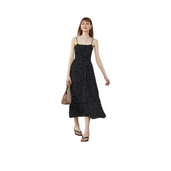 FANSILANEN Slip Dresses Women's Black With White Dot