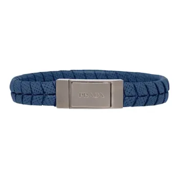 PRADA Leather Bracelets Men's Blue