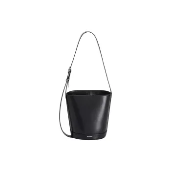 JIL SANDER Cannolo Cow Leather Bucket Bag, Shoulder Bag Women's Black