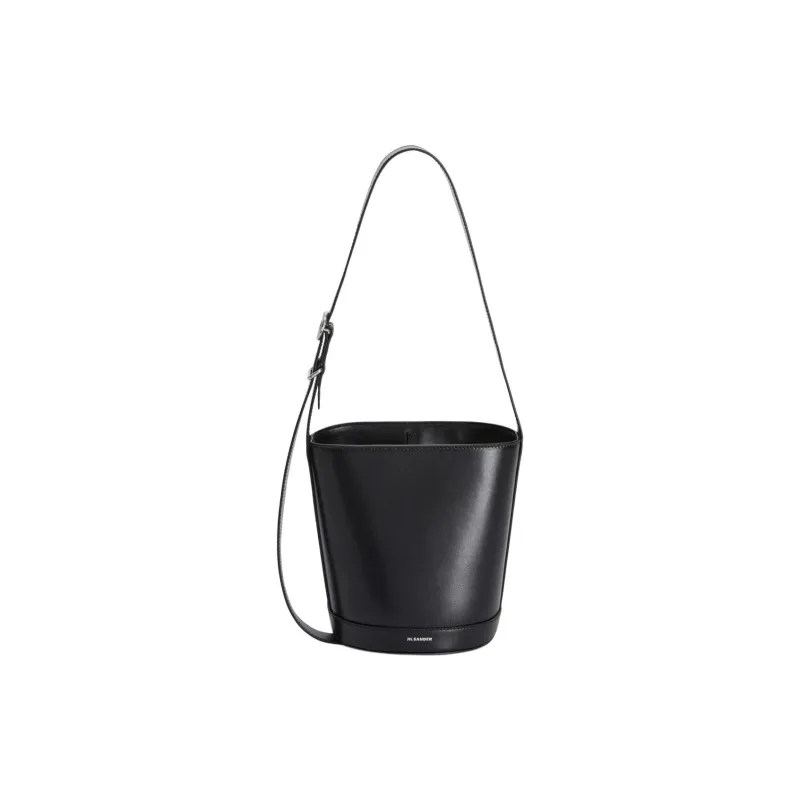 JIL SANDER Cannolo Cow Leather Bucket Bag, Shoulder Bag Women's Black-0