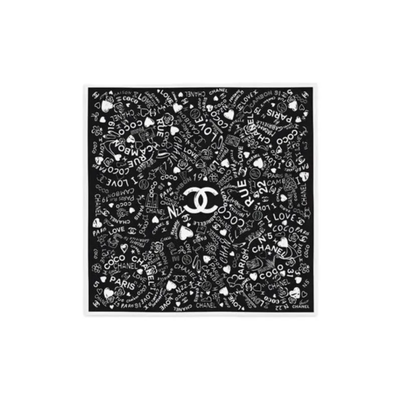 CHANEL Silk Scarves Women's Black-1