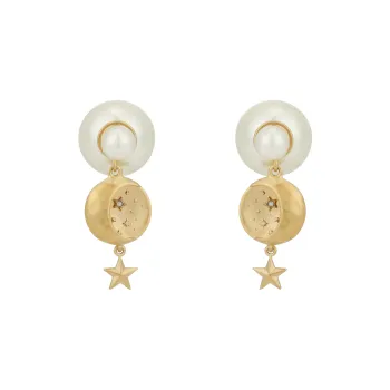 DIOR Faux Crystal Earrings Women's Gold