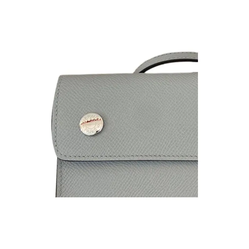 HERMES Hermèsnap Epsom Calfskin Wallet Mini Women's 8U Bleu Glacier Blue-2