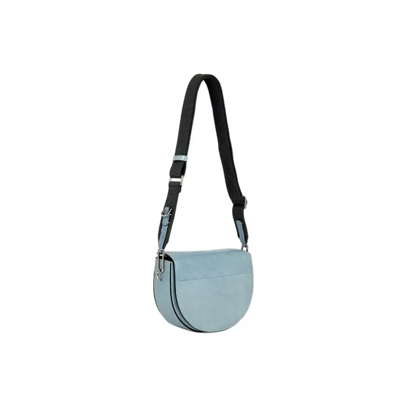 Ecco Cow Leather Saddle Bag, Shoulder Bag Medium Size Women's Light Blue-1