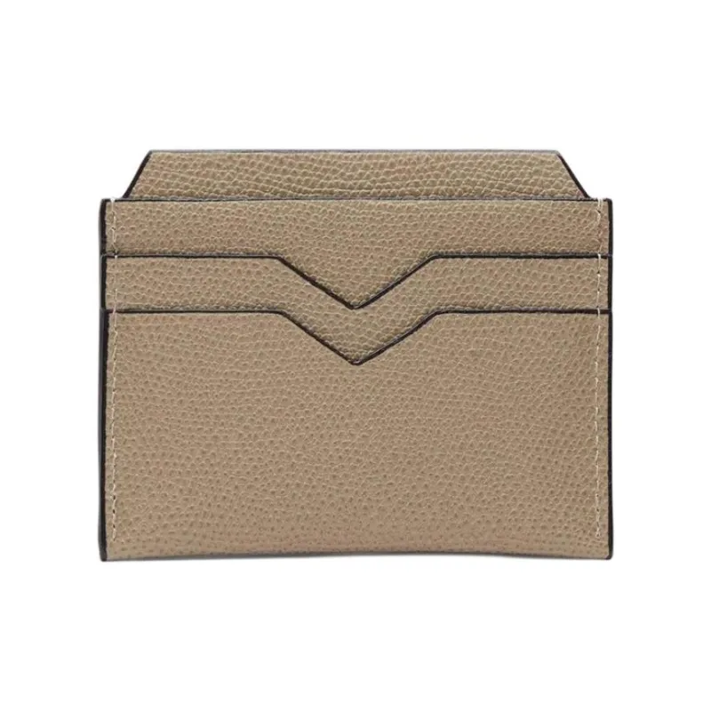 Valextra Grain Leather Card Holder Mini Unisex Oyster-1
