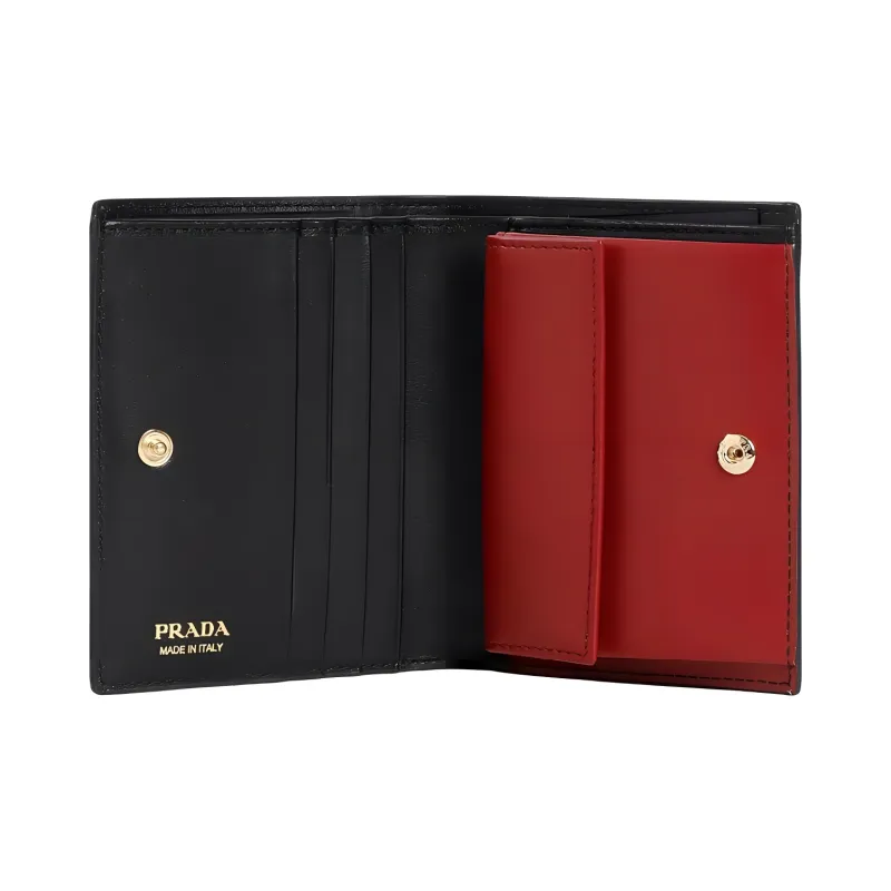 PRADA Patent Leather Calfskin Wallet Women's Black-2