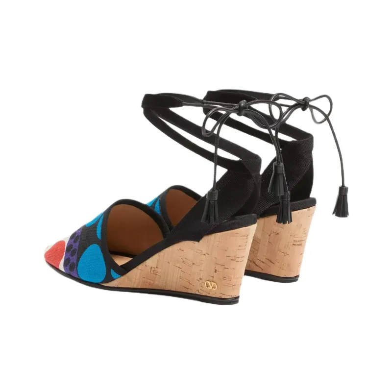 Valentino GARAVANI La Cruisette Wedge Heel High Heels 7.5cm Women's Black-3