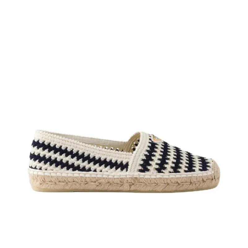 PRADA Crochet Espadrilles Women's Marine Blue-1