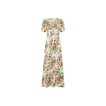 Diane Von Furstenberg FW25 Short Sleeved Dress Women's Orange Green
