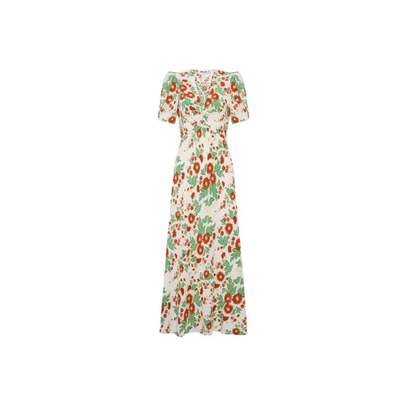 Diane Von Furstenberg FW25 Short Sleeved Dress Women's Orange Green-0