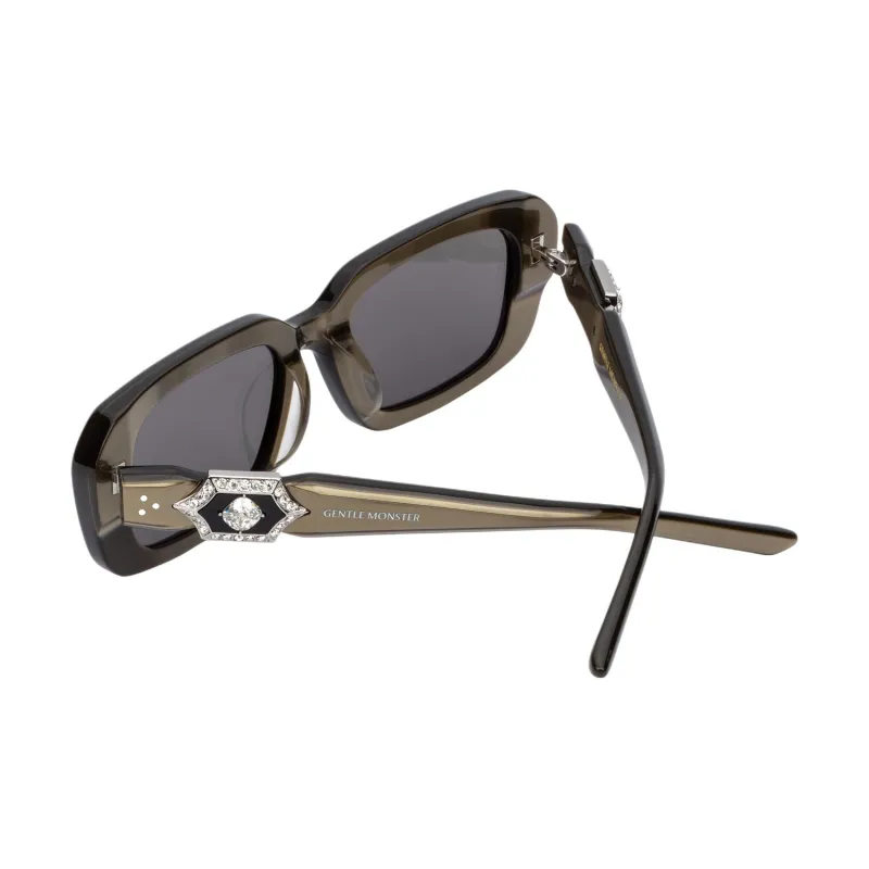 GENTLE MONSTER Acetate Plate Frame Irregular Shape Sunglasses Unisex Brown-3