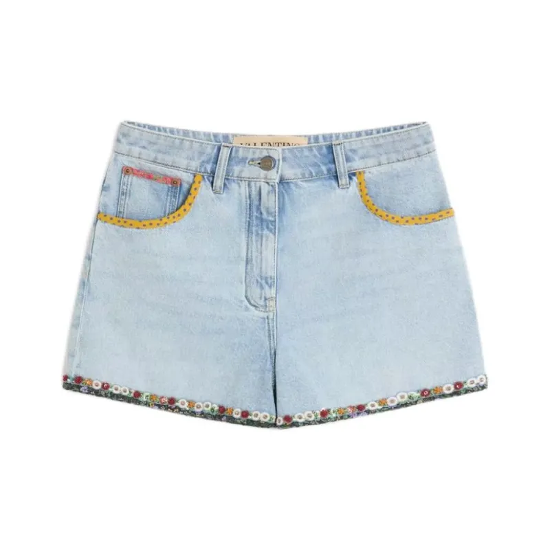 Valentino Denim Shorts Women's Light Blue-0