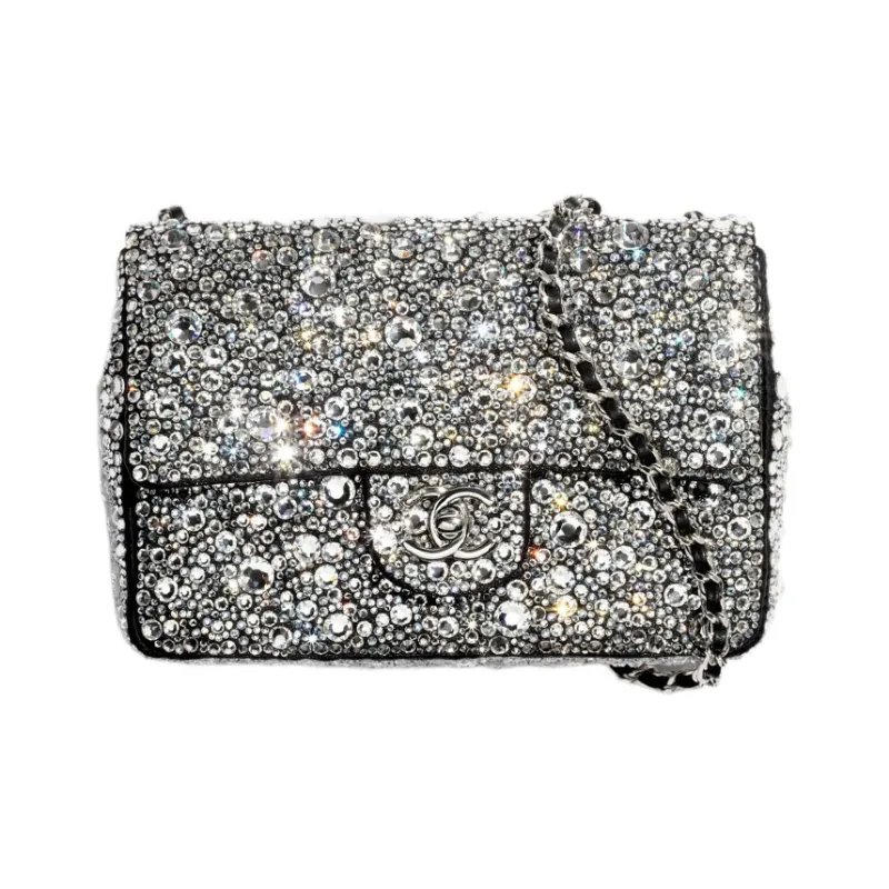 CHANEL Silk Satin Flap Bag, Envelope Bag, Crossbody Bag, Shoulder Bag Women's Silver Gray-0