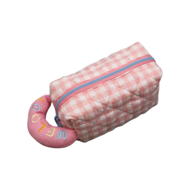 ZHIYIN Refreshing Plaid Skincare Storage Bag, Portable Storage Bag For Women's Toiletries Make up Tools-3