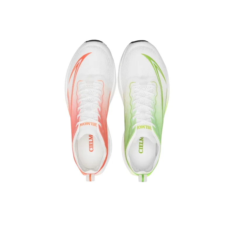 CIELMODE Cushioning Abrasion Resistant Breathable Low Top Running Shoes Unisex Orange Green Mismatched-2