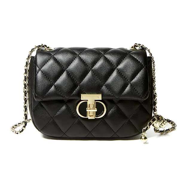 Narandu Cow Leather One Shoulder Chain Bag, Small Square Bag Trumpets Women's Black/Ecru-22