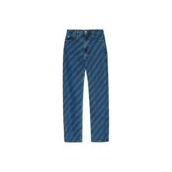 Striped Straight-Leg Jeans