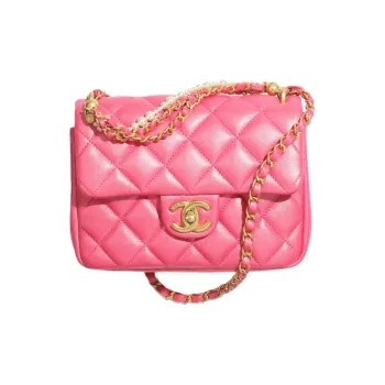 CHANEL Pearlescent Lambskin Crossbody Bags Mini Women's Dark Pink