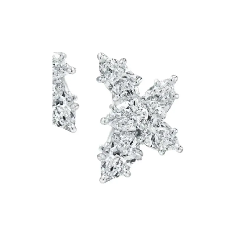 HARRY WINSTON Platinum Earrings Women's Silver-2