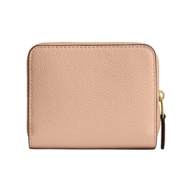 COACH BILLFOLD Polished Pebble Grained Texture Leather Wallet Mini Women's Pink-1