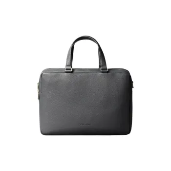 CALVIN KLEIN PU Polyurethane One Shoulder Crossbody Portable Briefcase Men's Anthracite