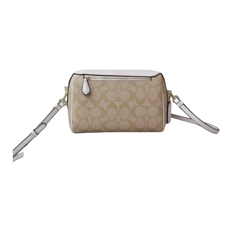 COACH Bennett Classic Monogram Canvas With Leather Boston Bag, Crossbody Bag Trumpets Women's Light Khaki-5