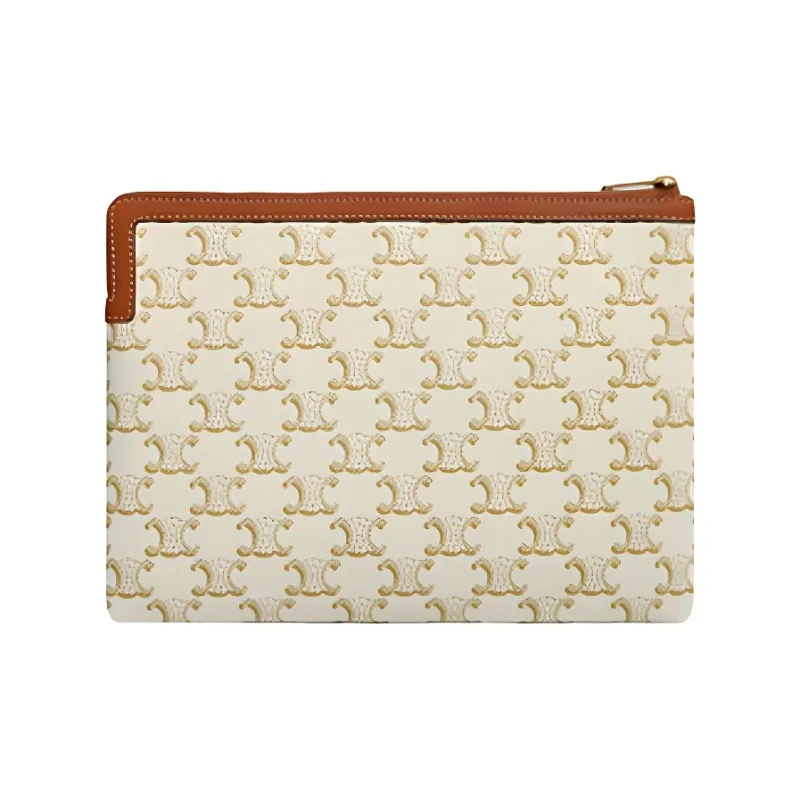CELINE Triomphe Sheepskin Wallets Clutches Small Size Women's Candy Color/White-2