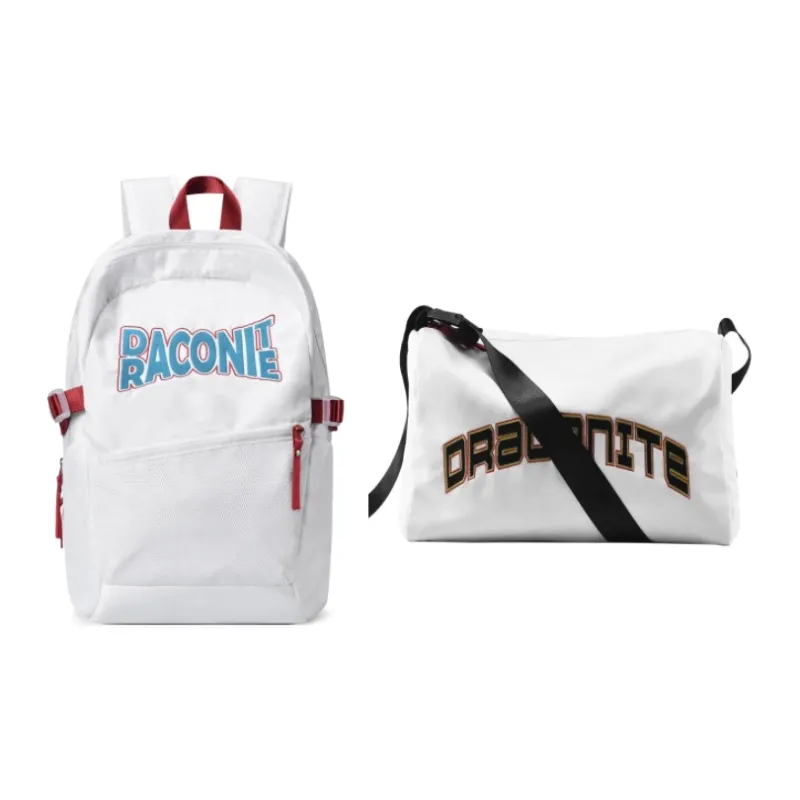DRACONITE Embroidery Student Backpack Regular Unisex Blue White Color Blocking-58