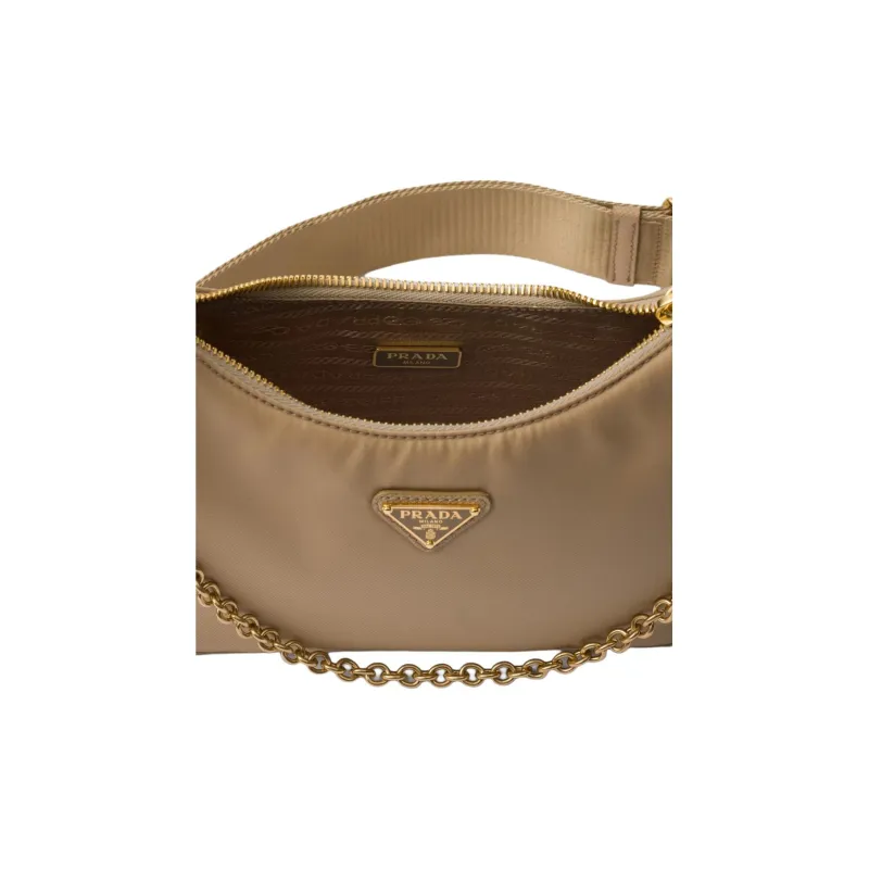 PRADA Re EditionRe Nylon Fabric Crossbody Bag, Shoulder Bag Women's Cork Beige & Dark Green-3